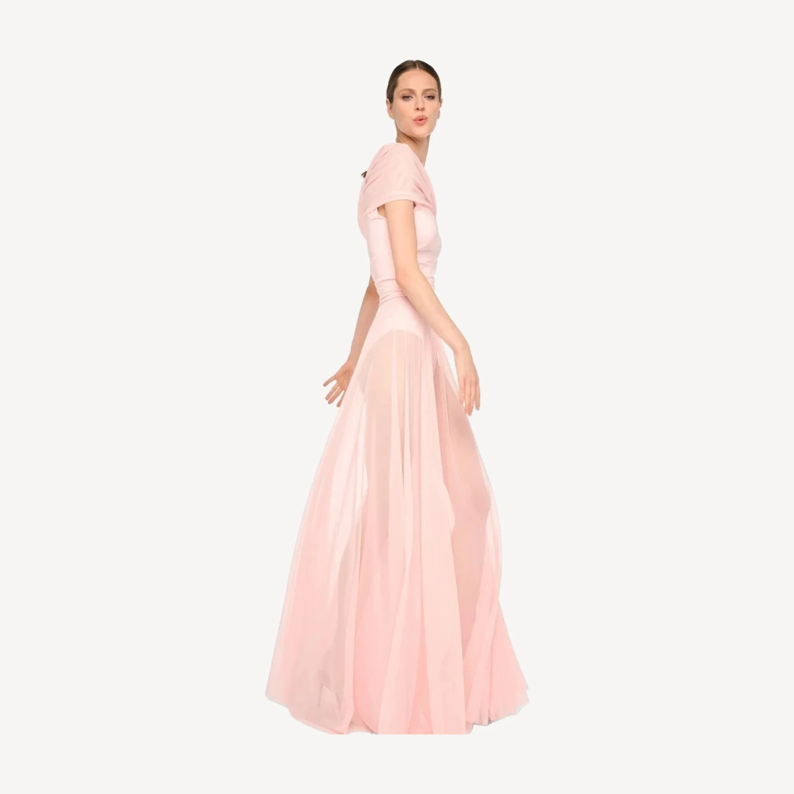 COWL COMBO FLARED GOWN