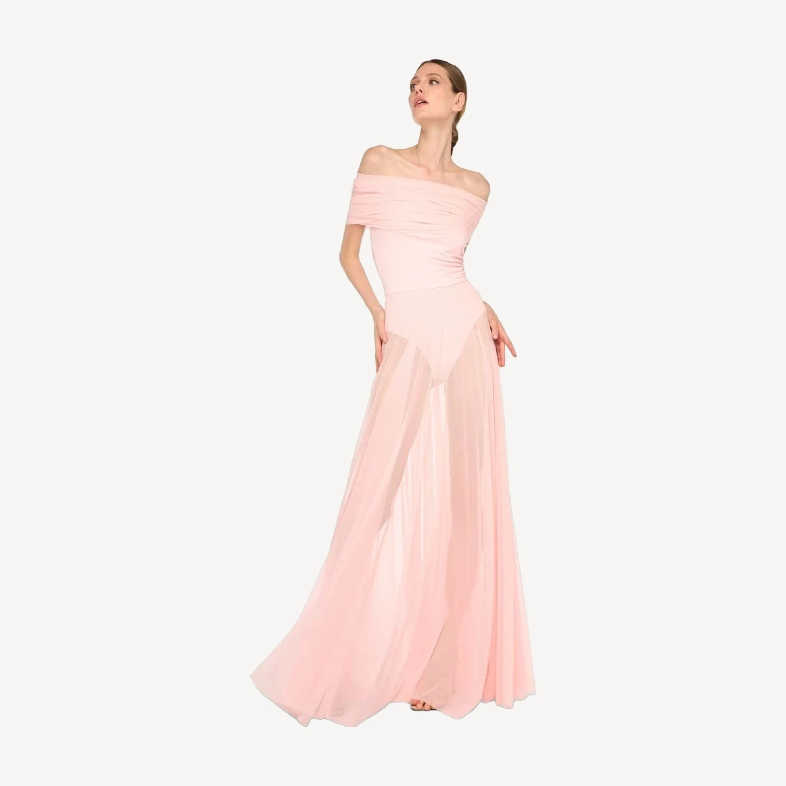 COWL COMBO FLARED GOWN