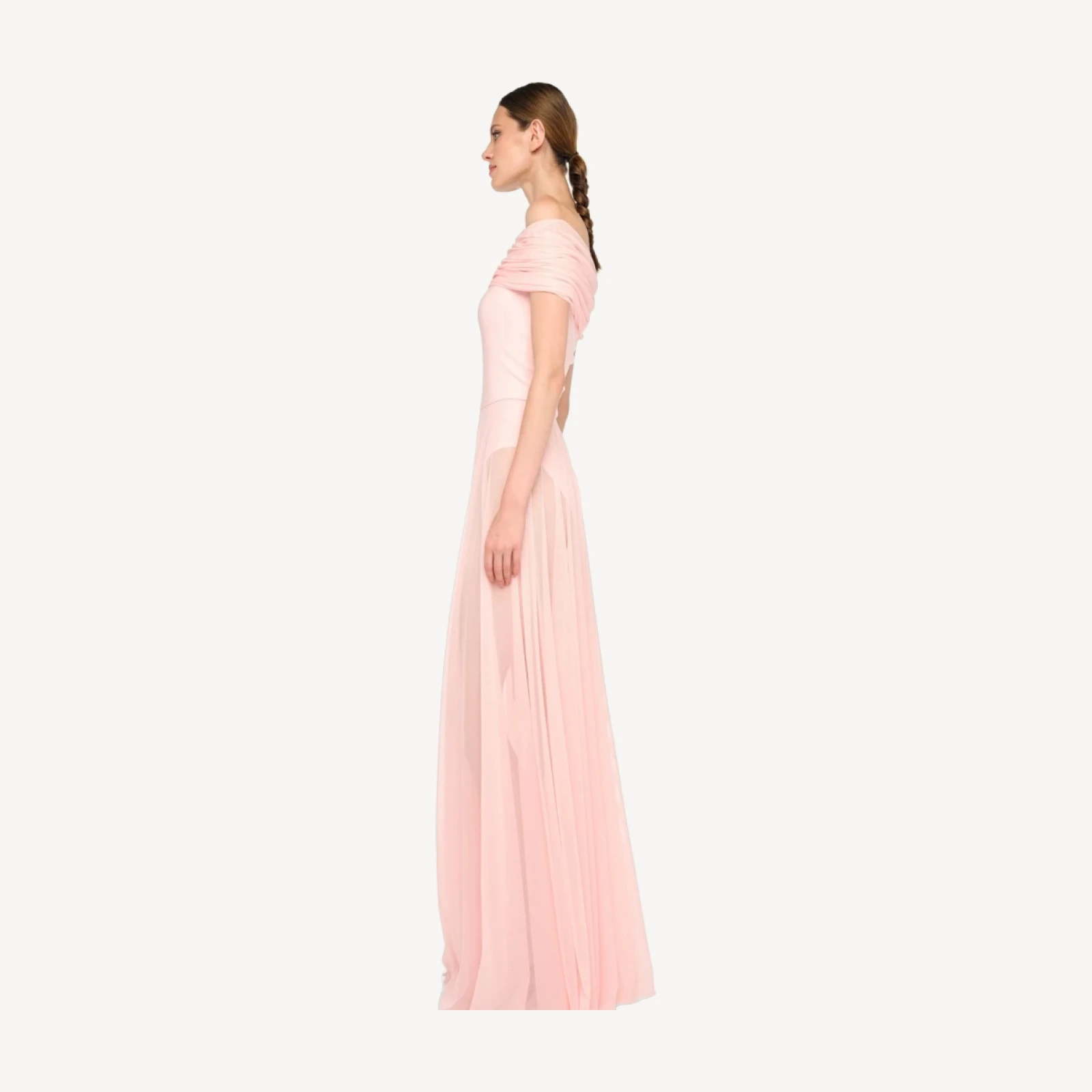 COWL COMBO FLARED GOWN