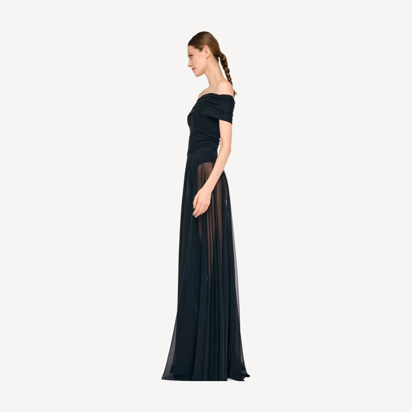 COWL COMBO FLARED GOWN