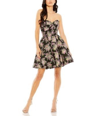 Mac Duggal Strapless Brocade Mini Dress