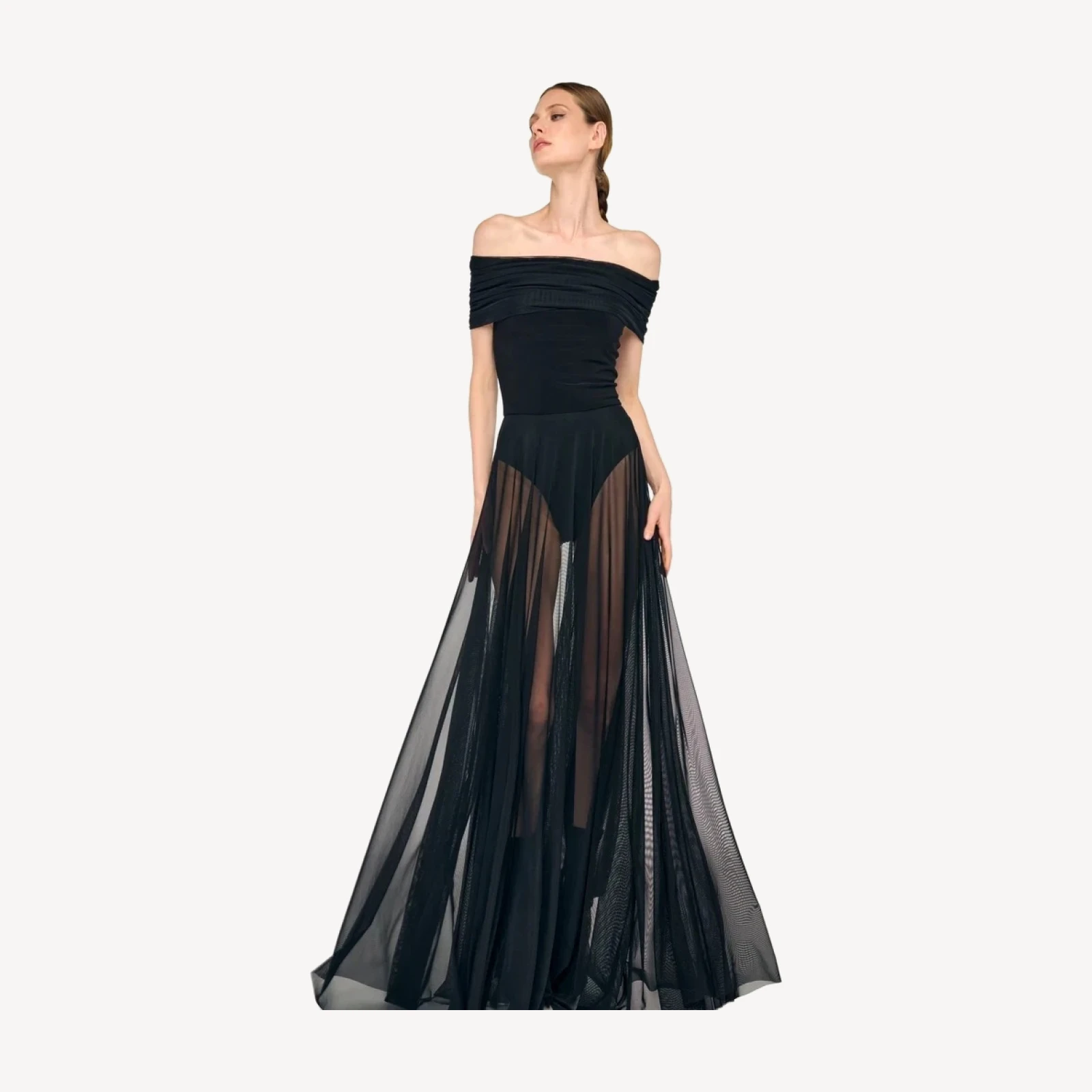 COWL COMBO FLARED GOWN