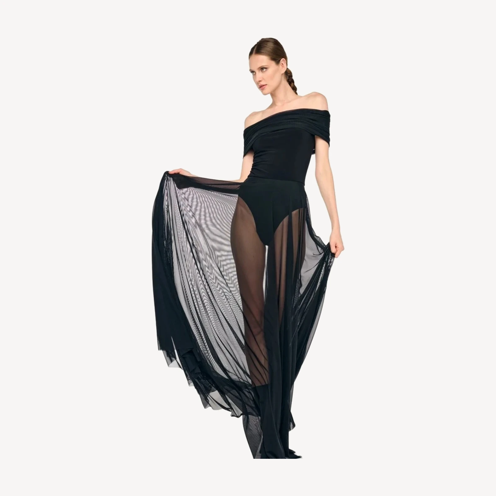 COWL COMBO FLARED GOWN