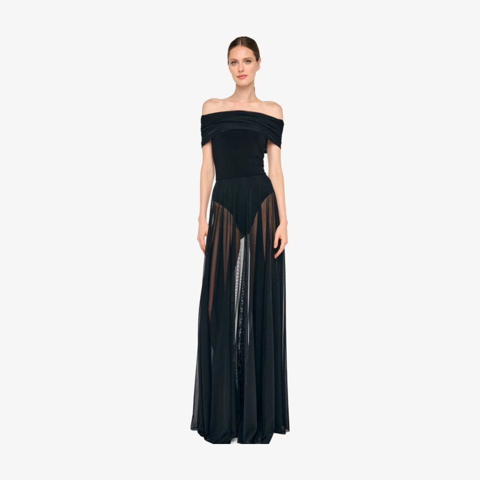 COWL COMBO FLARED GOWN