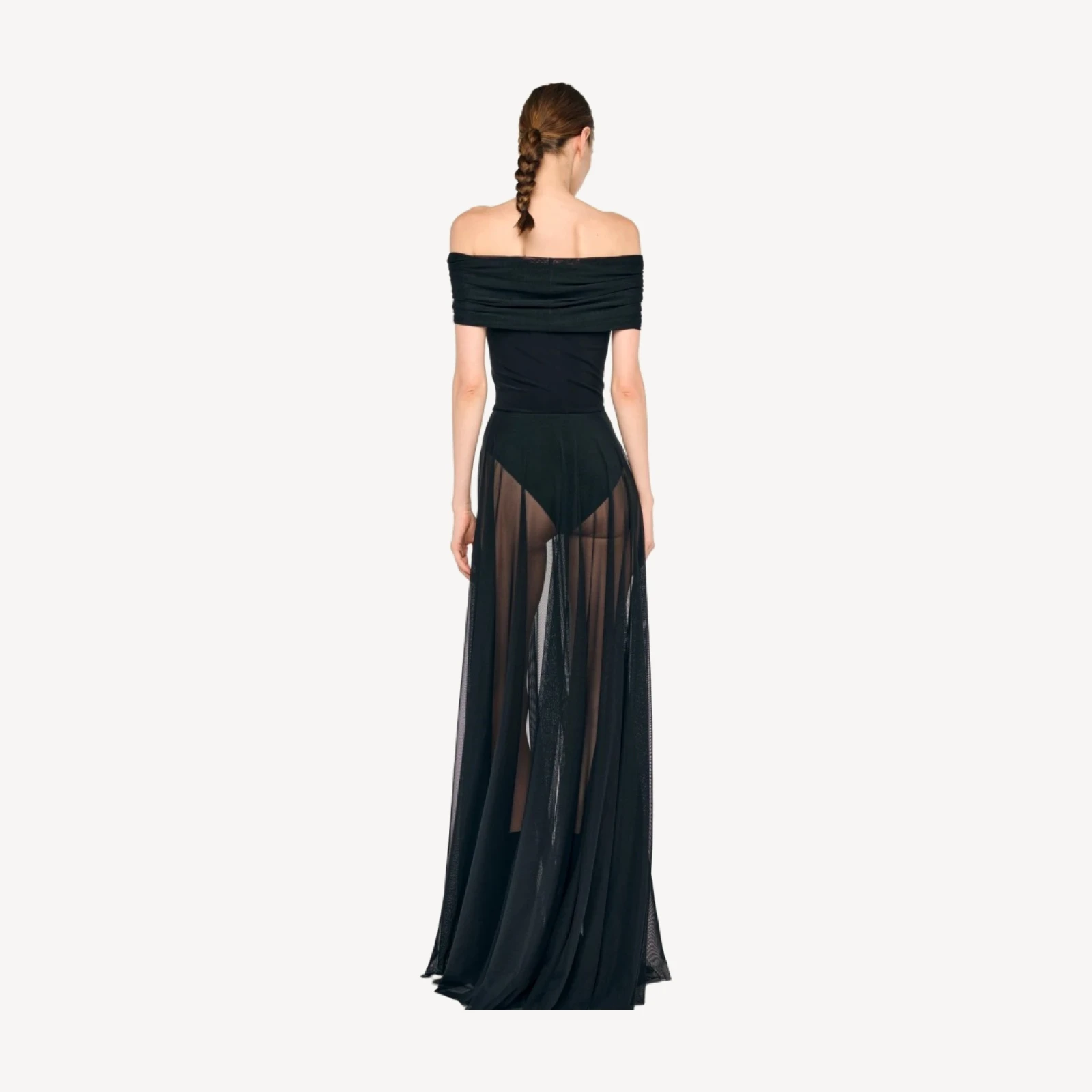 COWL COMBO FLARED GOWN