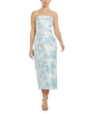 Mac Duggal Brocade Strapless Column Dress