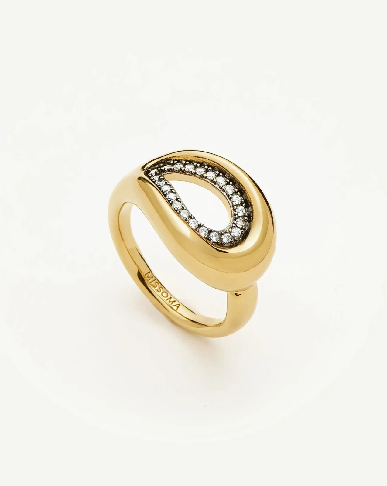 Molten Teardrop Pavé Cocktail Ring | 18ct Gold Plated/Cubic Zirconia