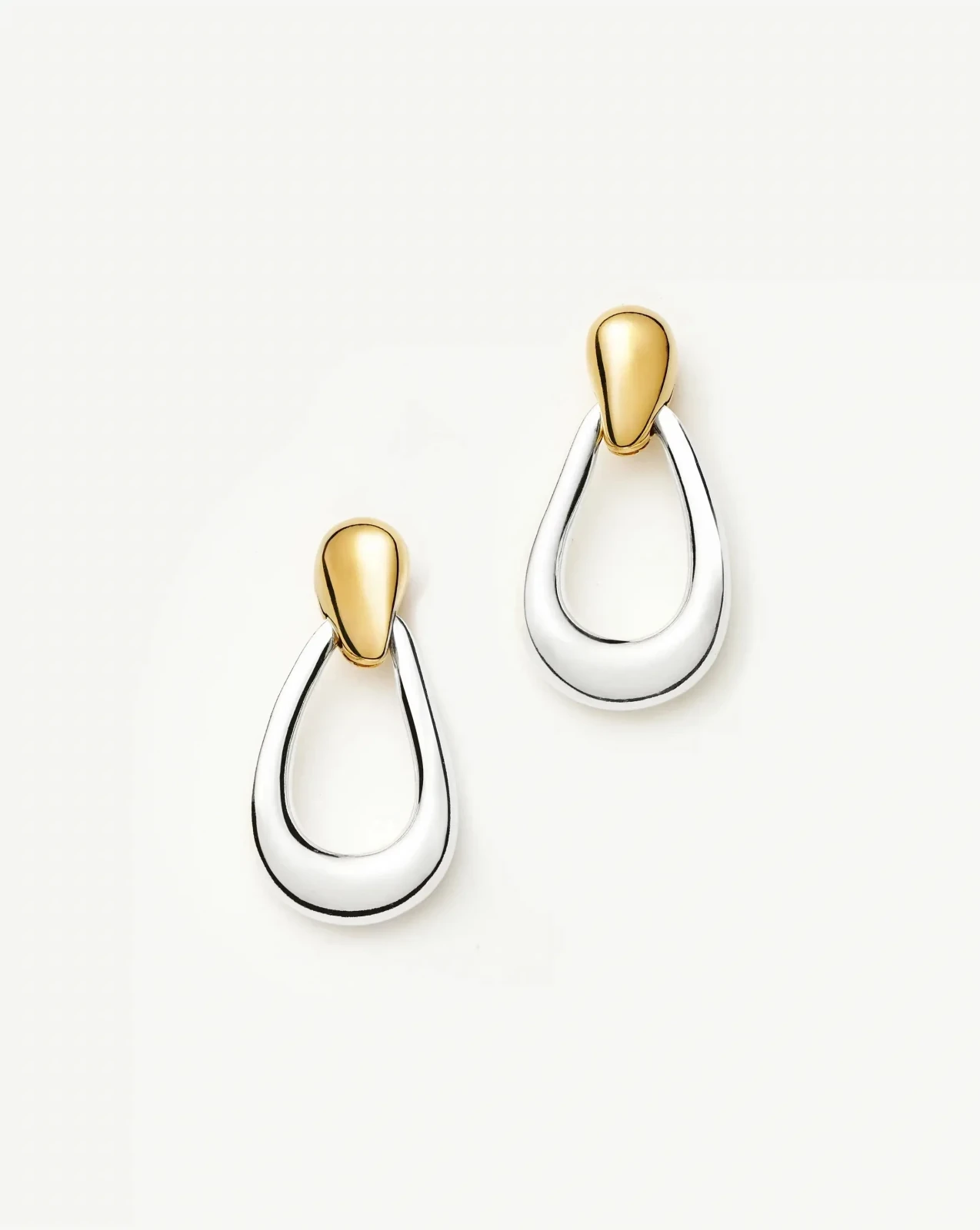 Molten Teardrop Statement Stud Earrings | Mixed Metal