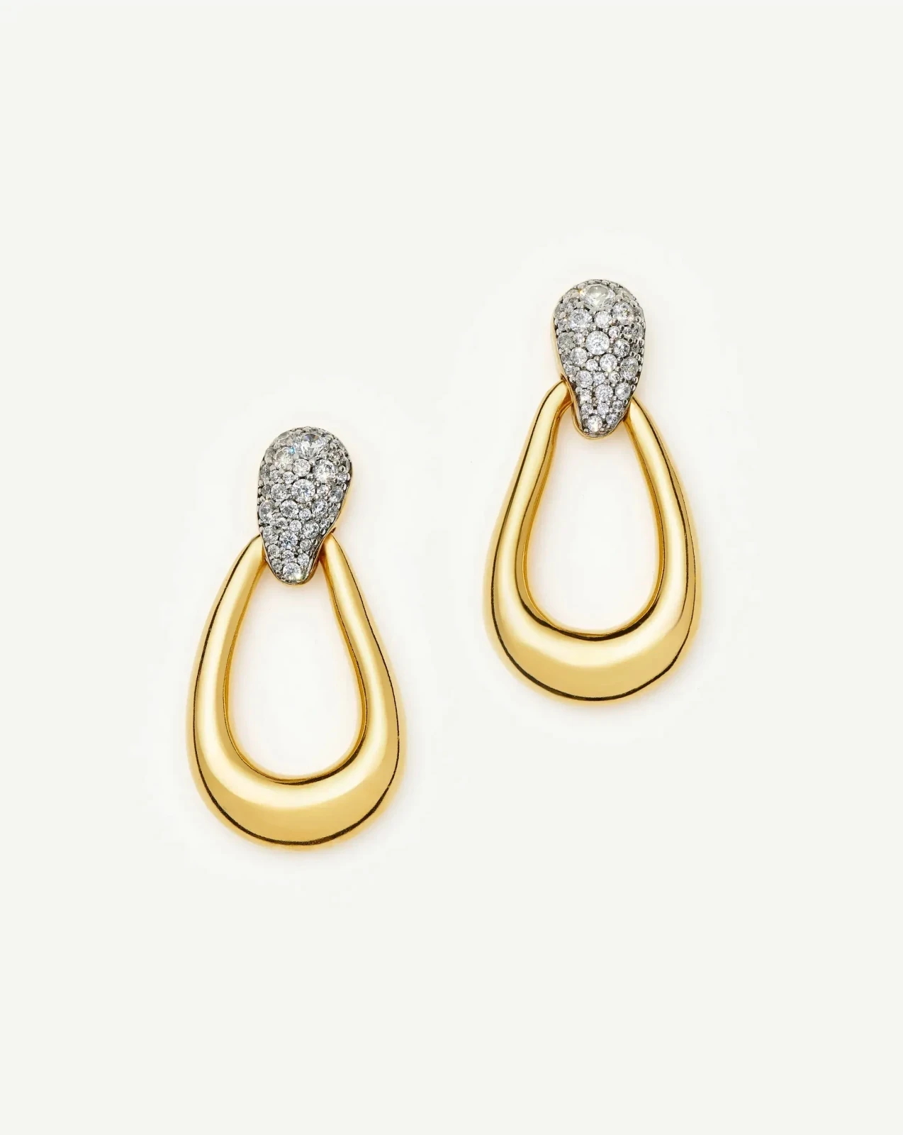Molten Teardrop Pavé Statement Stud Earrings | 18ct Gold Plated/Cubic Zirconia