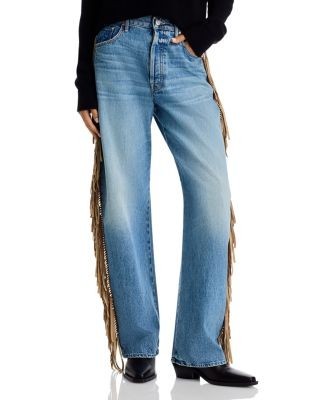 Mother The Fringe Halfpipe Button Sneak High Rise Jeans in Folk Star