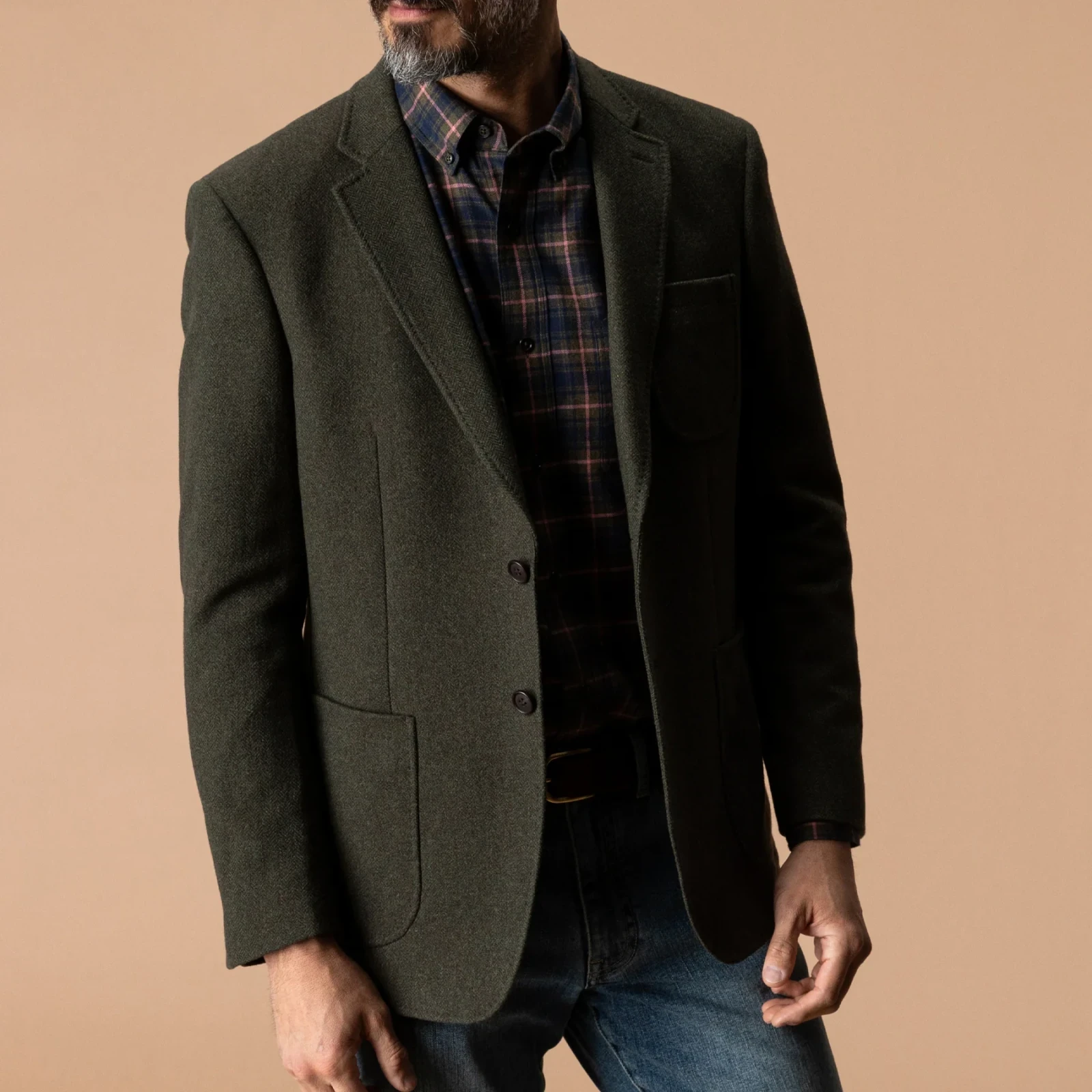 Percy Wool Herringbone Sport Coat - Coming Soon - Dark Olive, photo 2
