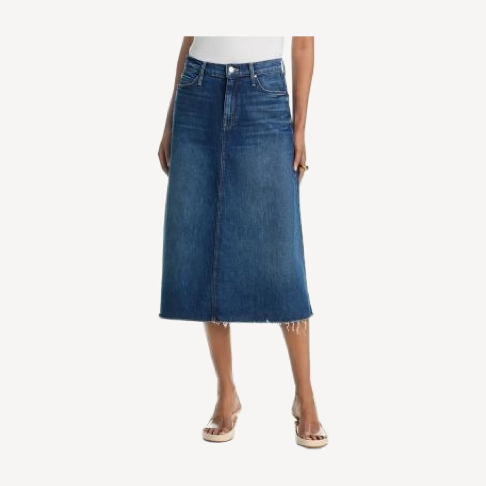 Mother The Circle Denim Midi Skirt in Buckaroo