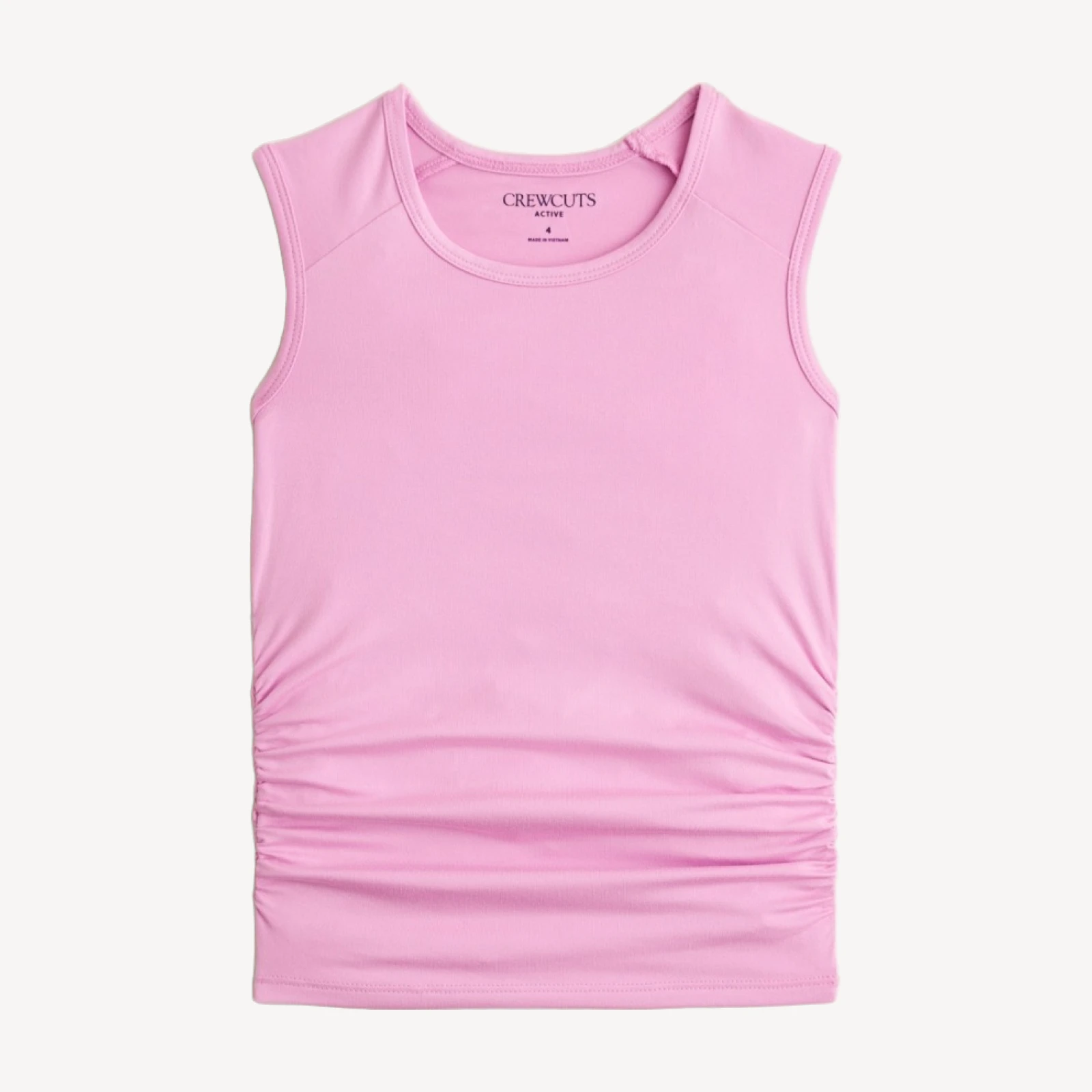 Girls' ruched tank top in performance jersey