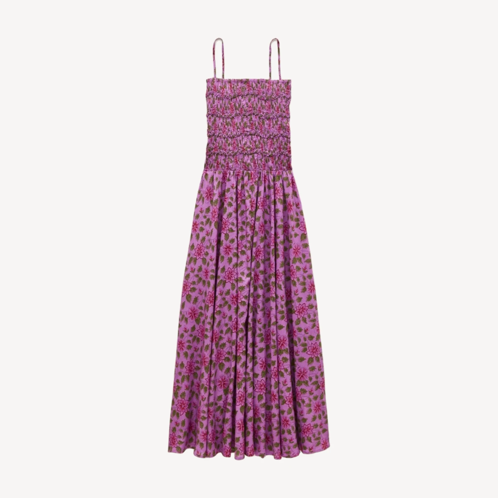 Wave maxi dress in iris floral cotton voile