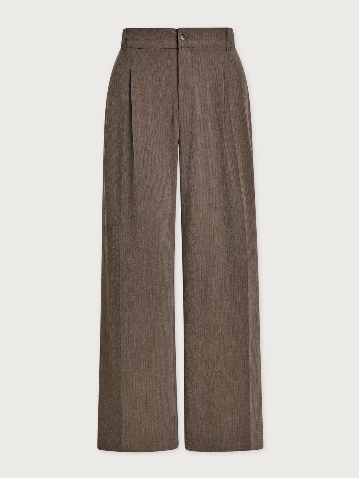 Textured Pinstripe Pleated Wide Leg Trouser Long