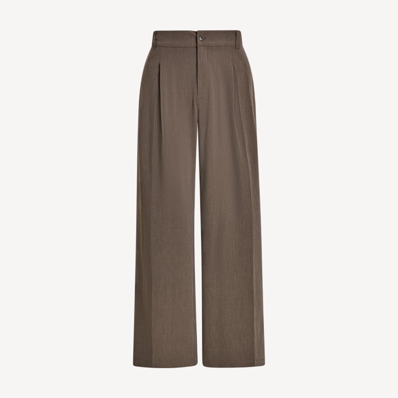 Textured Pinstripe Pleated Wide Leg Trouser Long