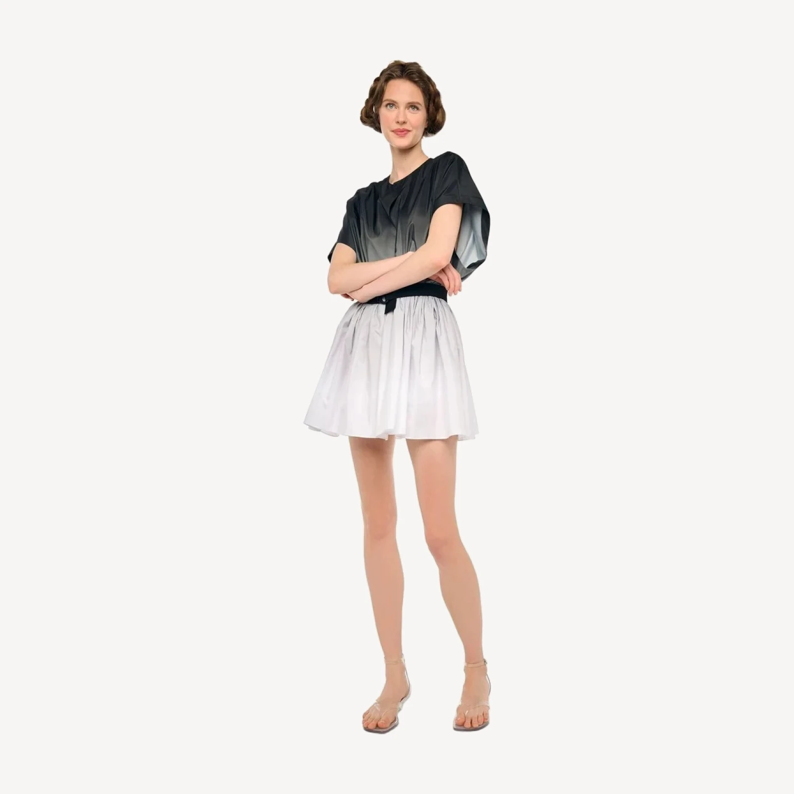 SLEEVELESS FLARED MINI DRESS