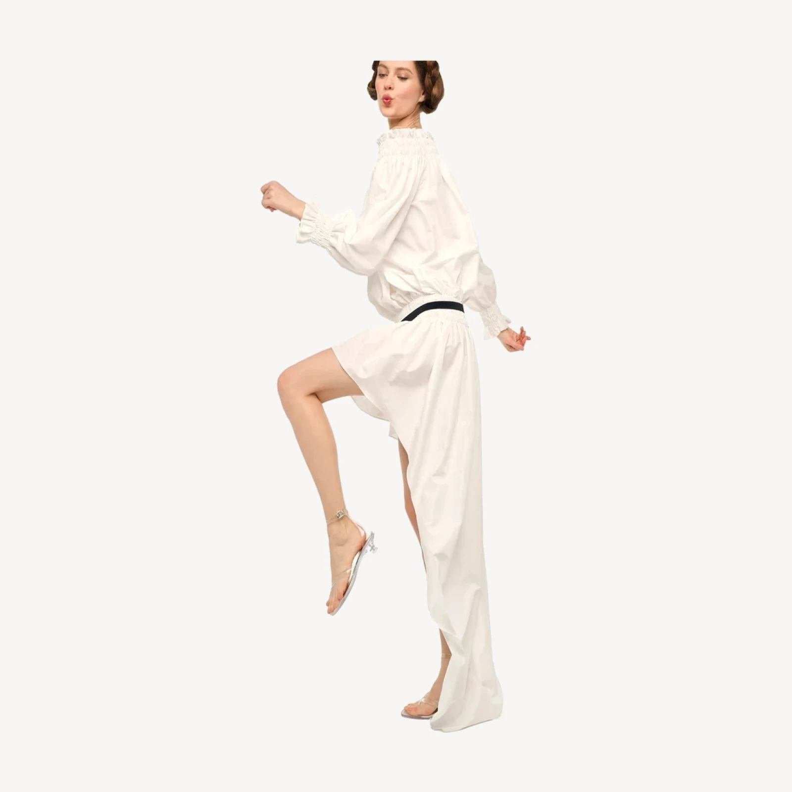 LONG SLEEVE PEASANT HI LOW DRESS