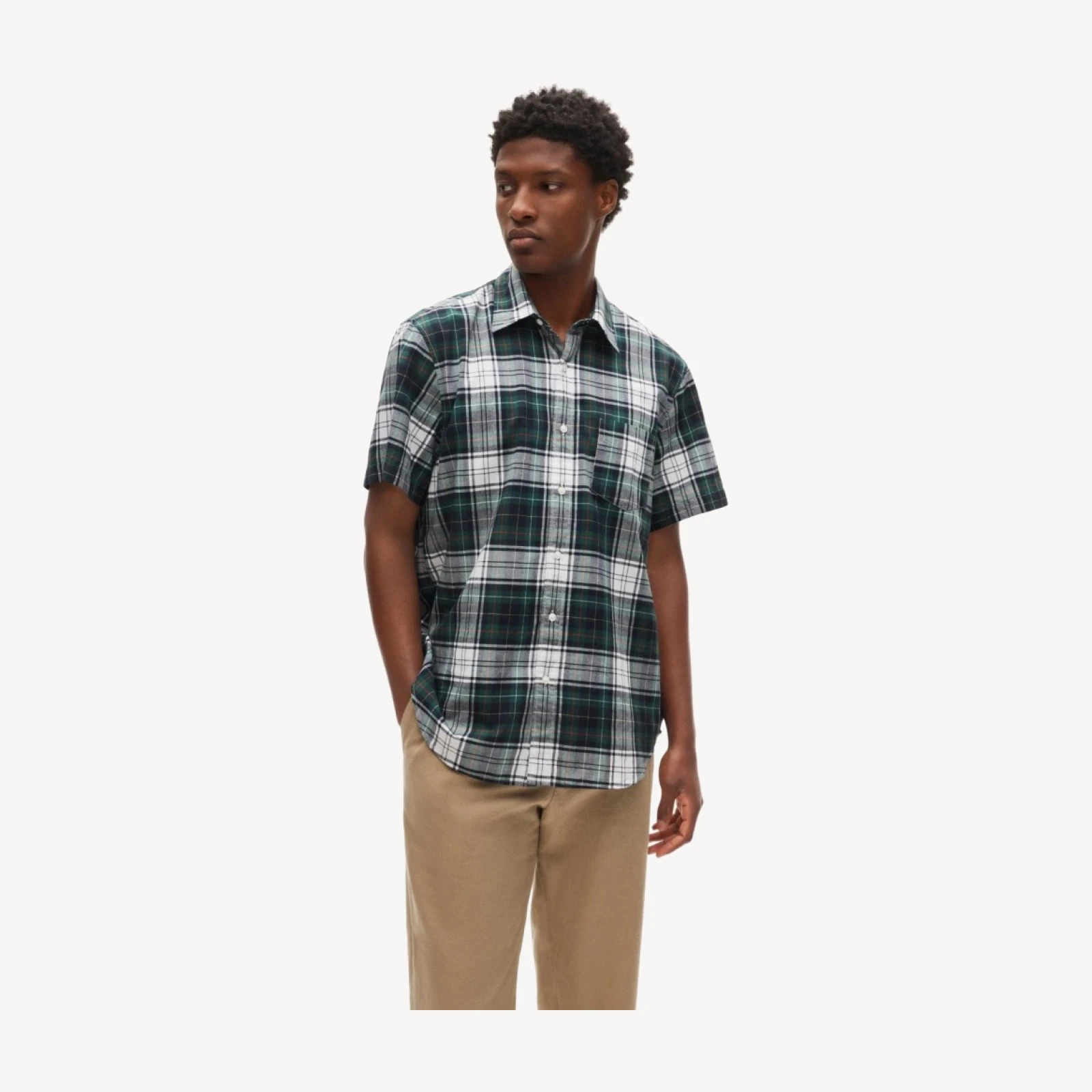 Short-sleeve shirt in Indian madras plaid