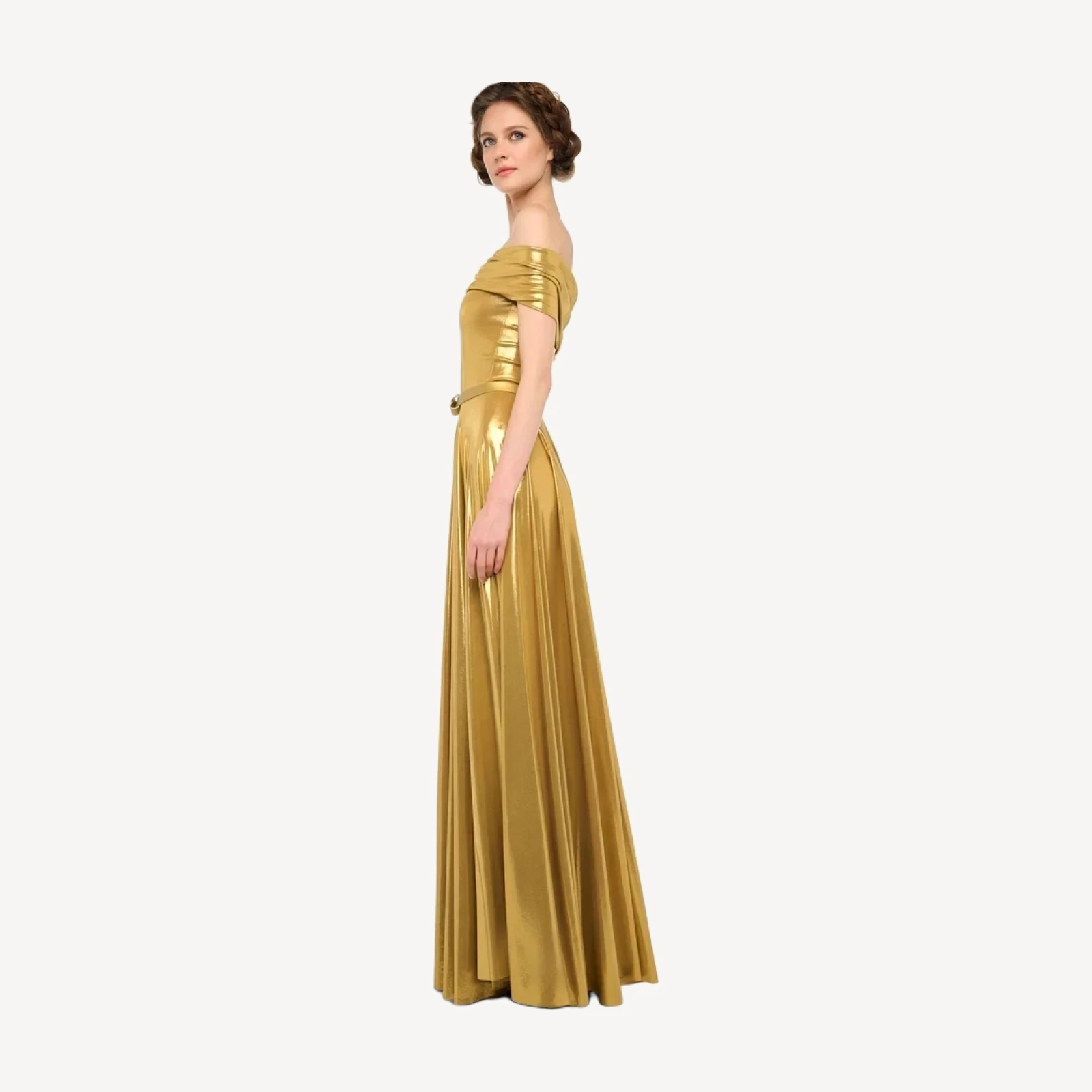 COWL NECK FLARED GOWN