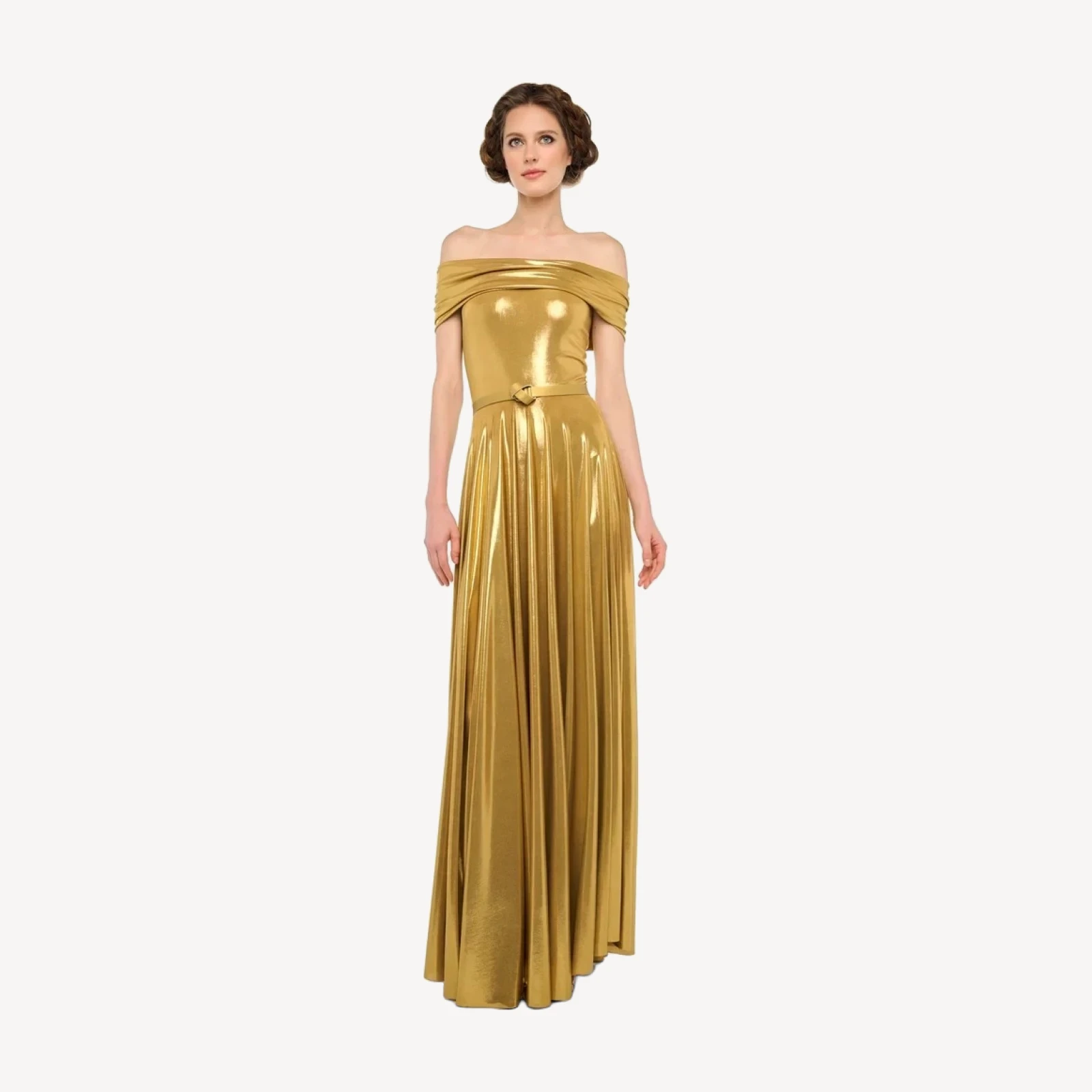 COWL NECK FLARED GOWN
