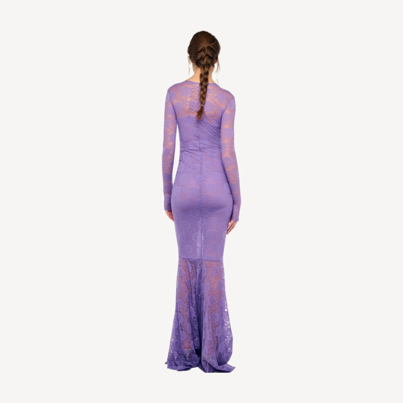 V NECK SHIRRED FRONT FISHTAIL GOWN