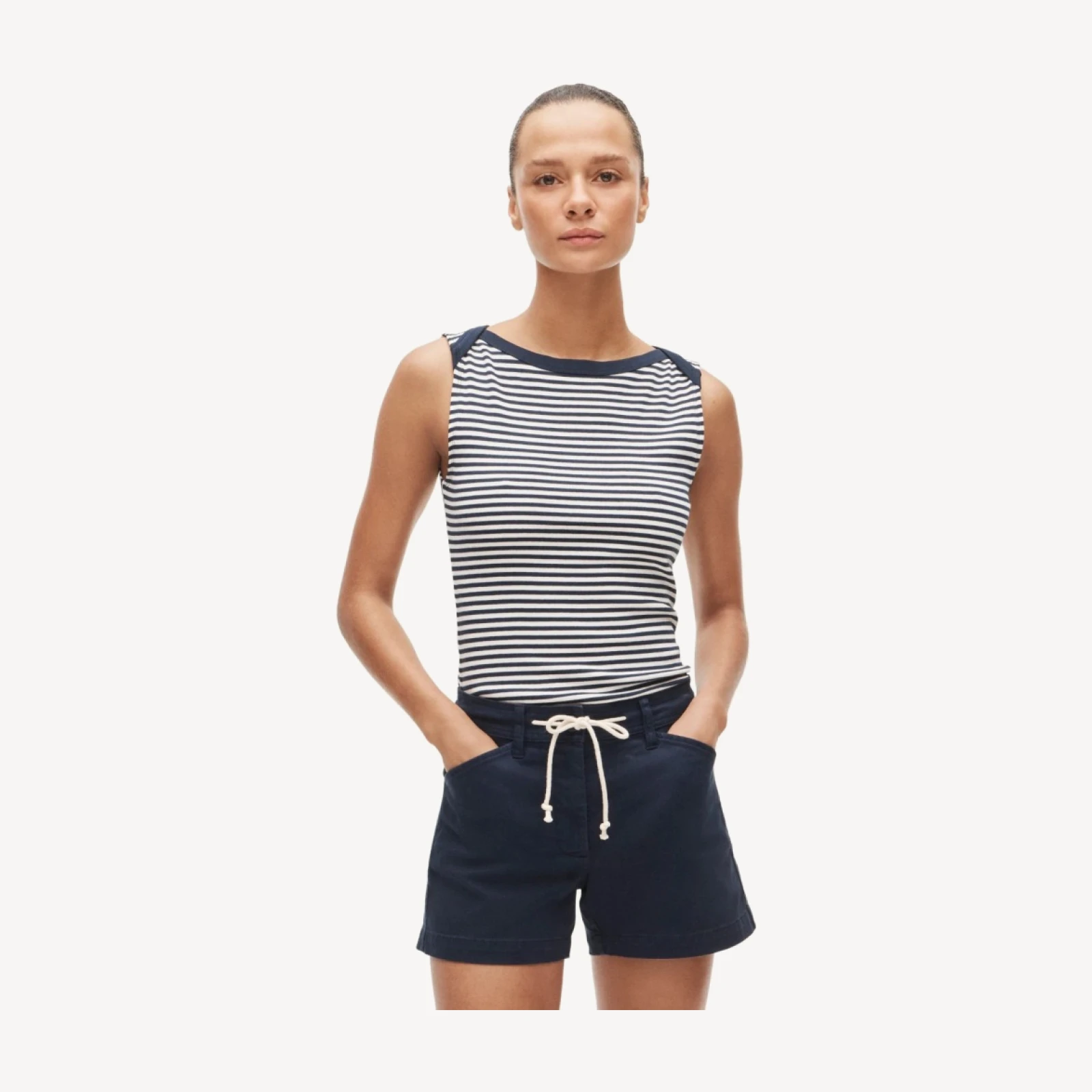 Perfect-fit boatneck tank top in stripe