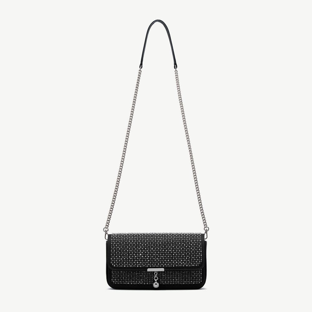Nocturn Clutch - Black Embroidered Satin