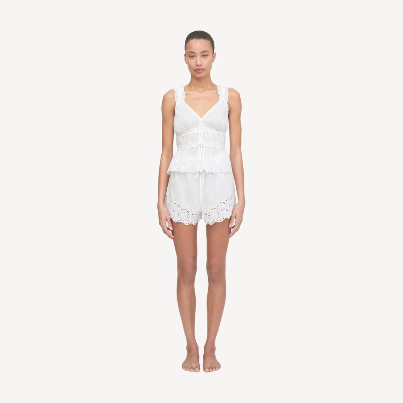 The Oslo Short - White Broderie Voile