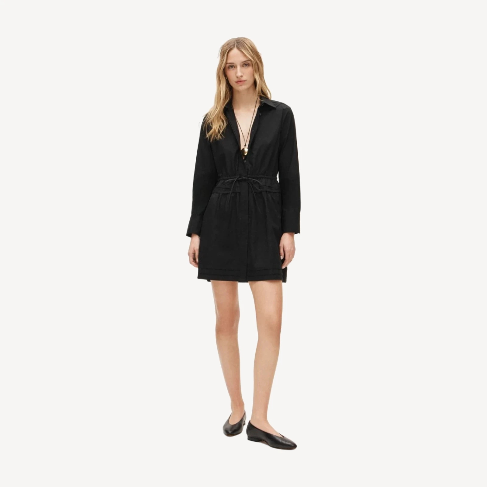 Elena mini shirt-dress in cotton poplin