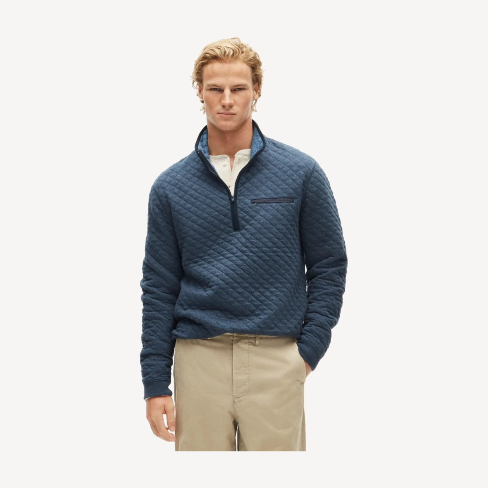 Quilted quarter-zip pullover
