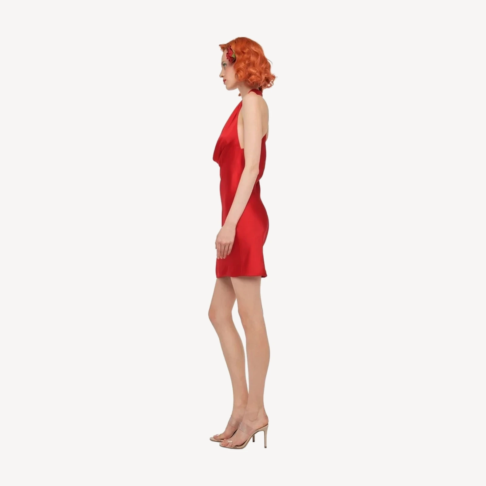 HALTER DRAPE MINI DRESS