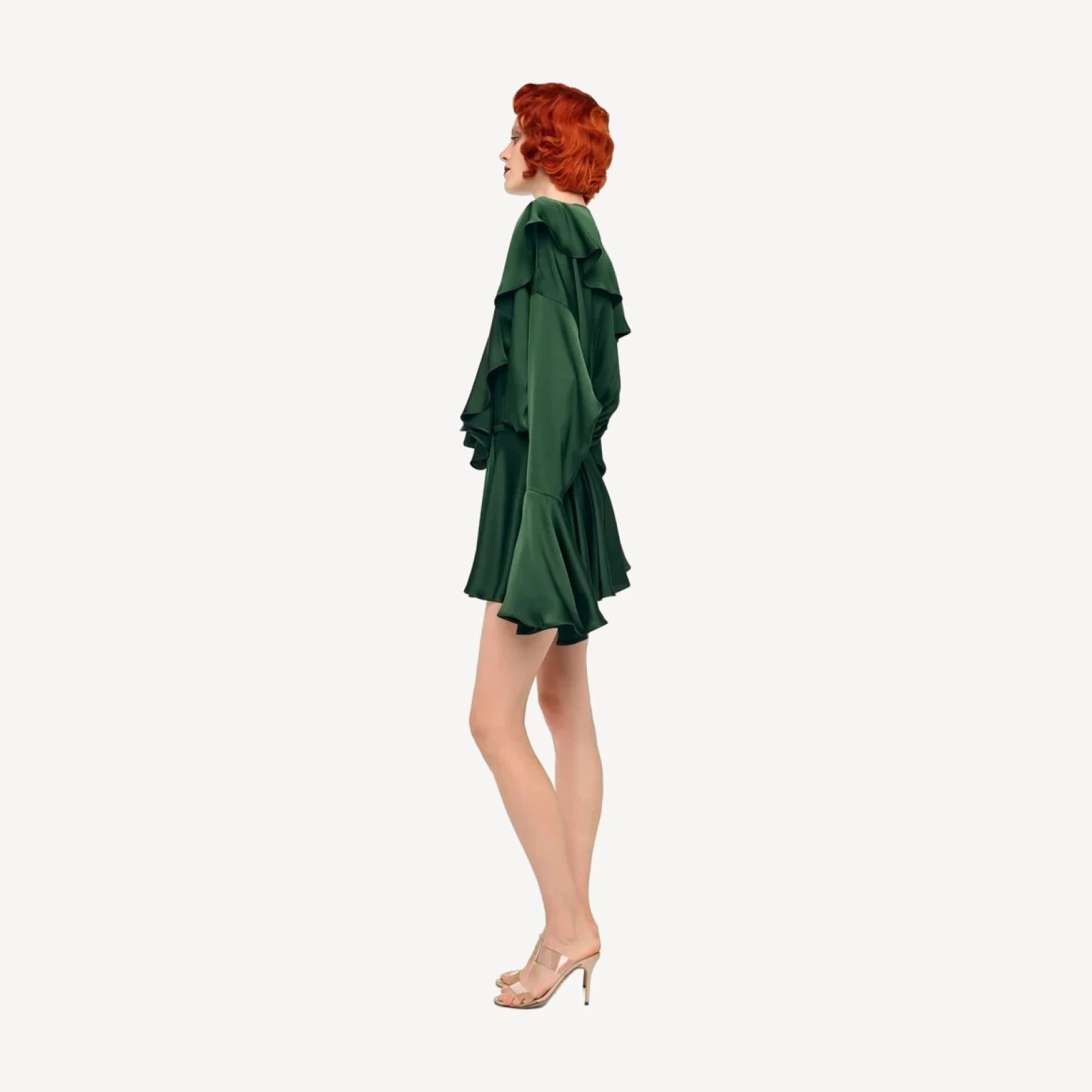 LONG SLEEVE DEEP V RUFFLE BODYSUIT