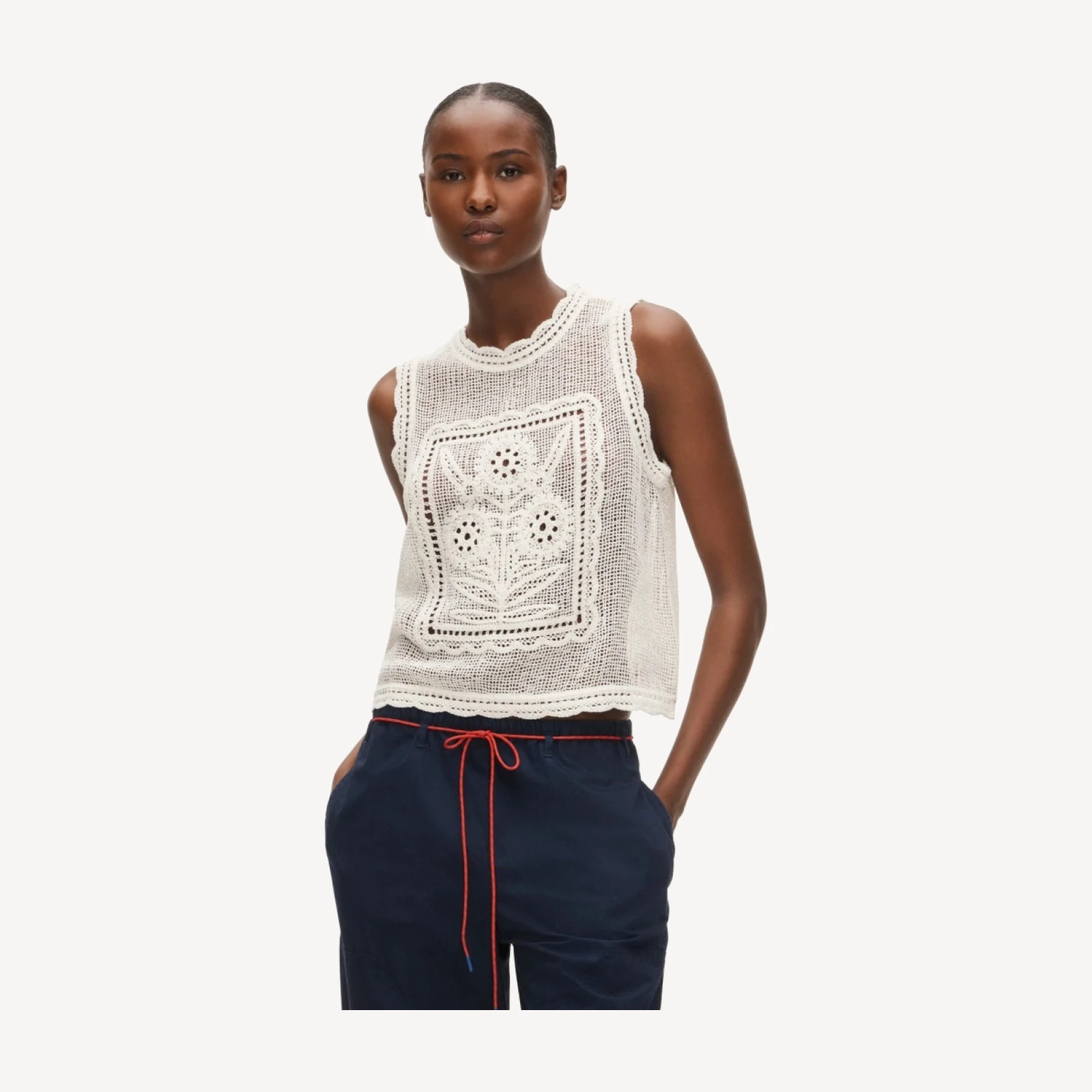 Crochet floral tank top