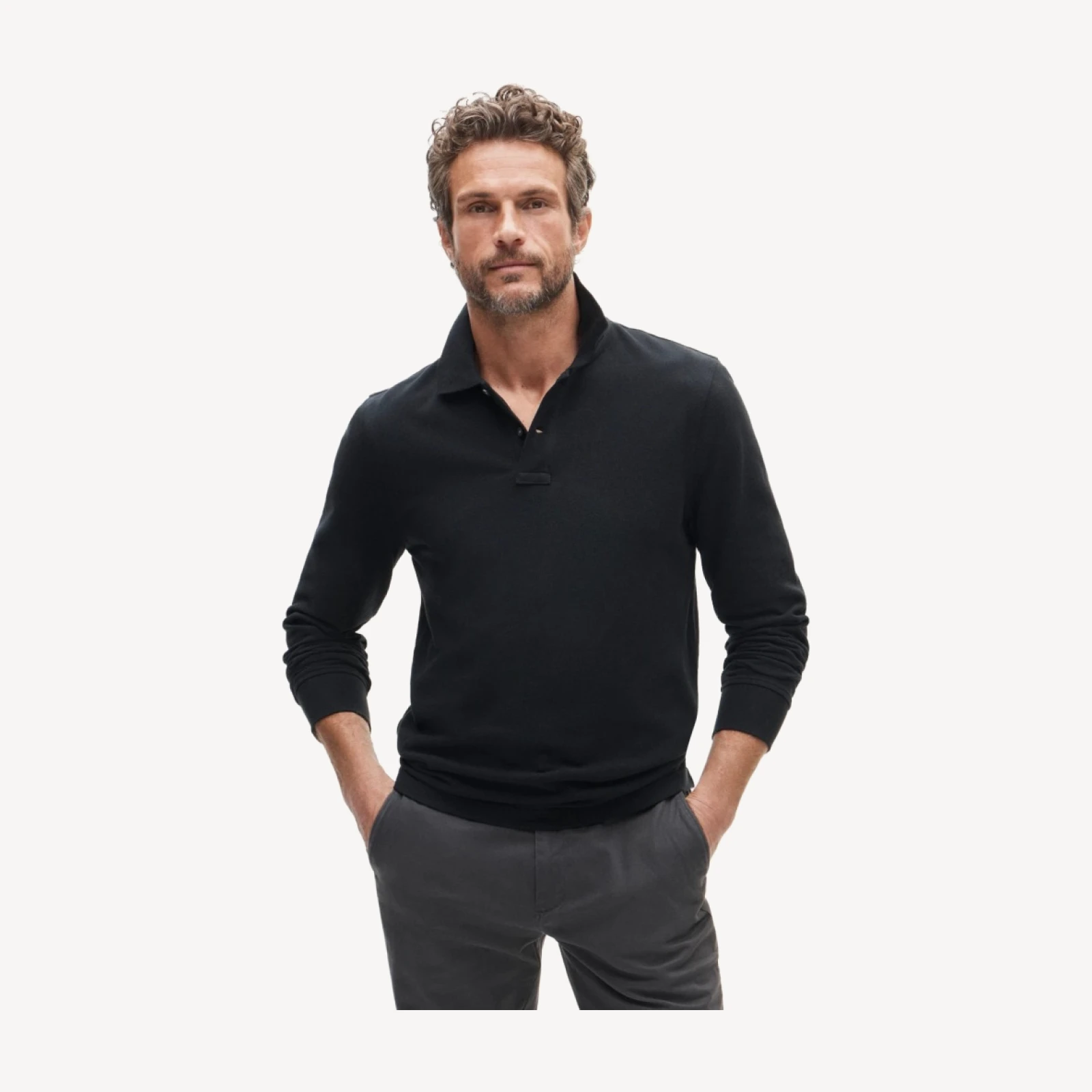 Long-sleeve classic piqué polo shirt