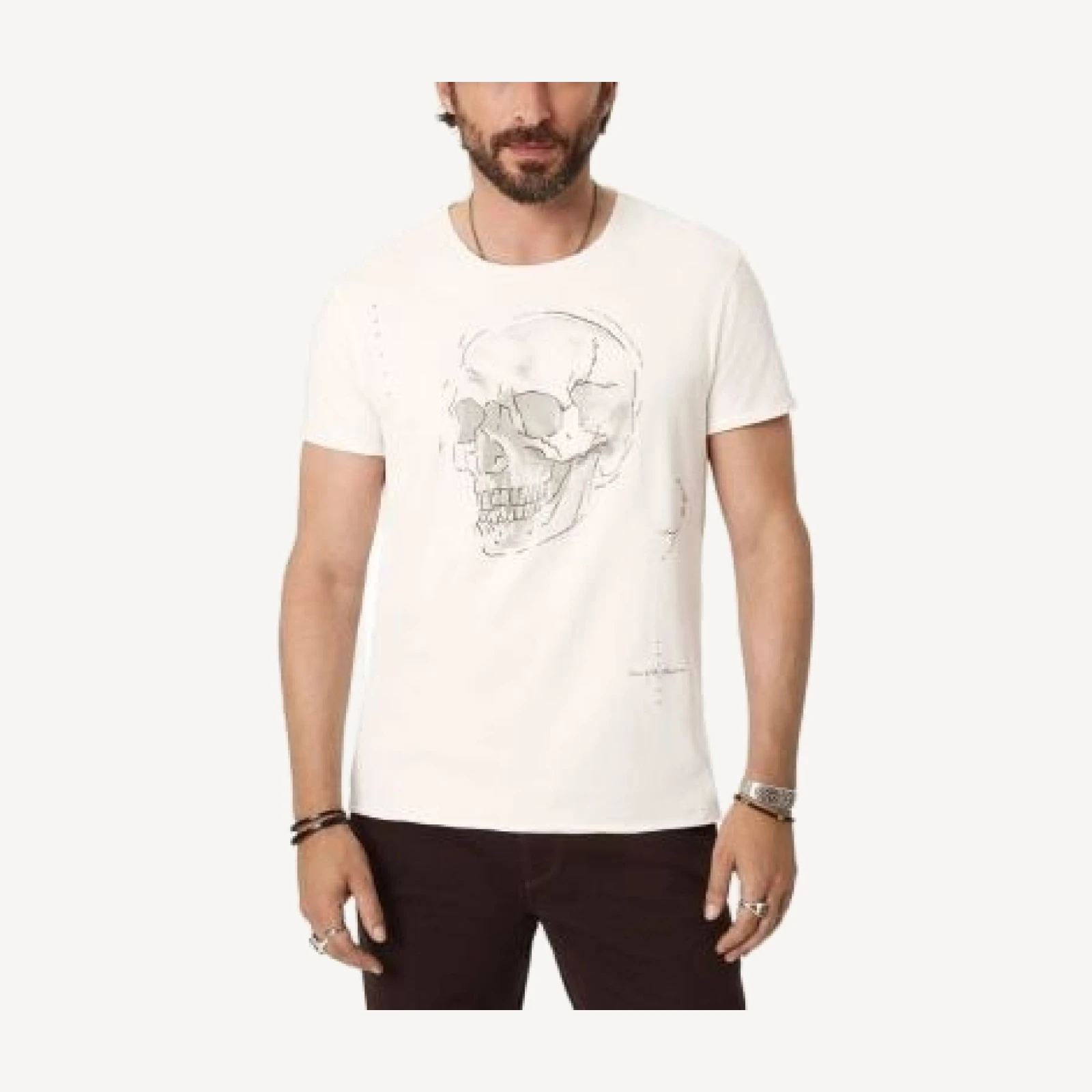 John Varvatos Raw Edge Skull Graphic T-Shirt