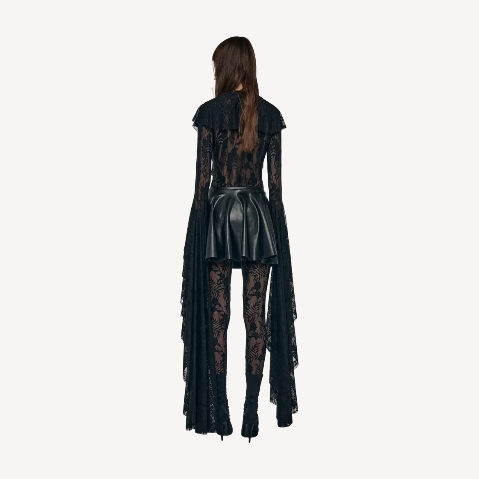 XL SLEEVE DEEP V RUFFLE BODYSUIT