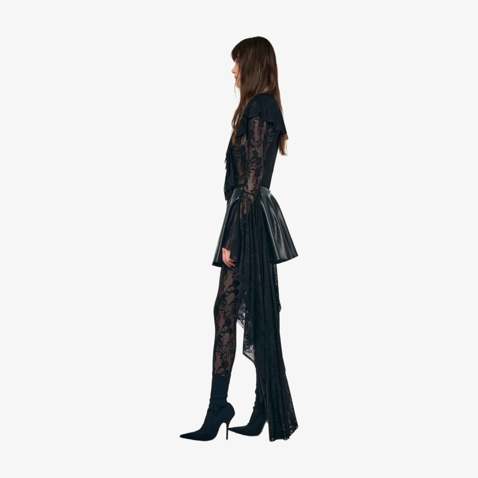 XL SLEEVE DEEP V RUFFLE BODYSUIT