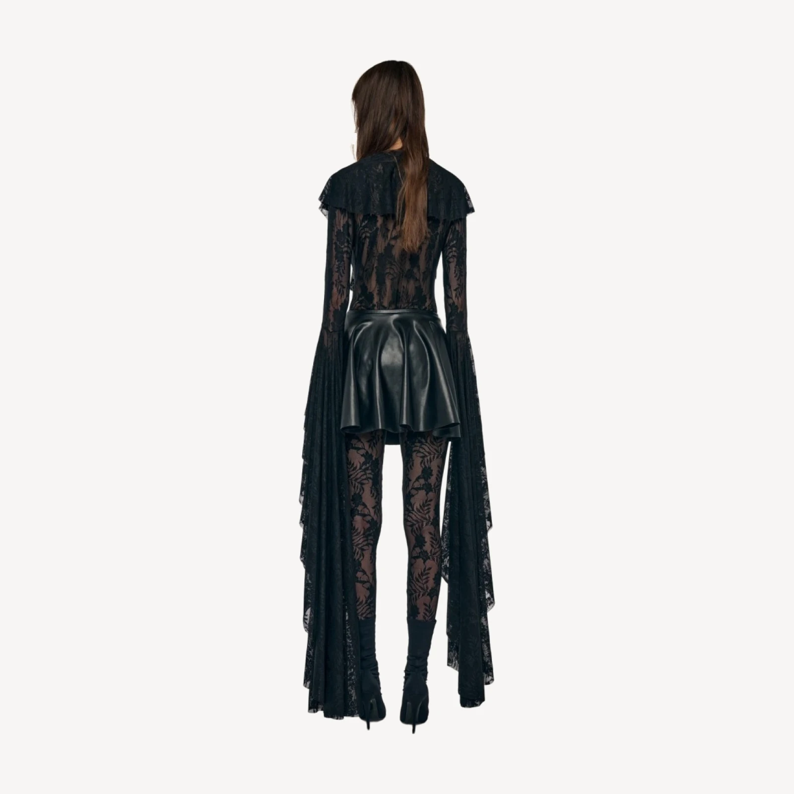 XL SLEEVE DEEP V RUFFLE BODYSUIT