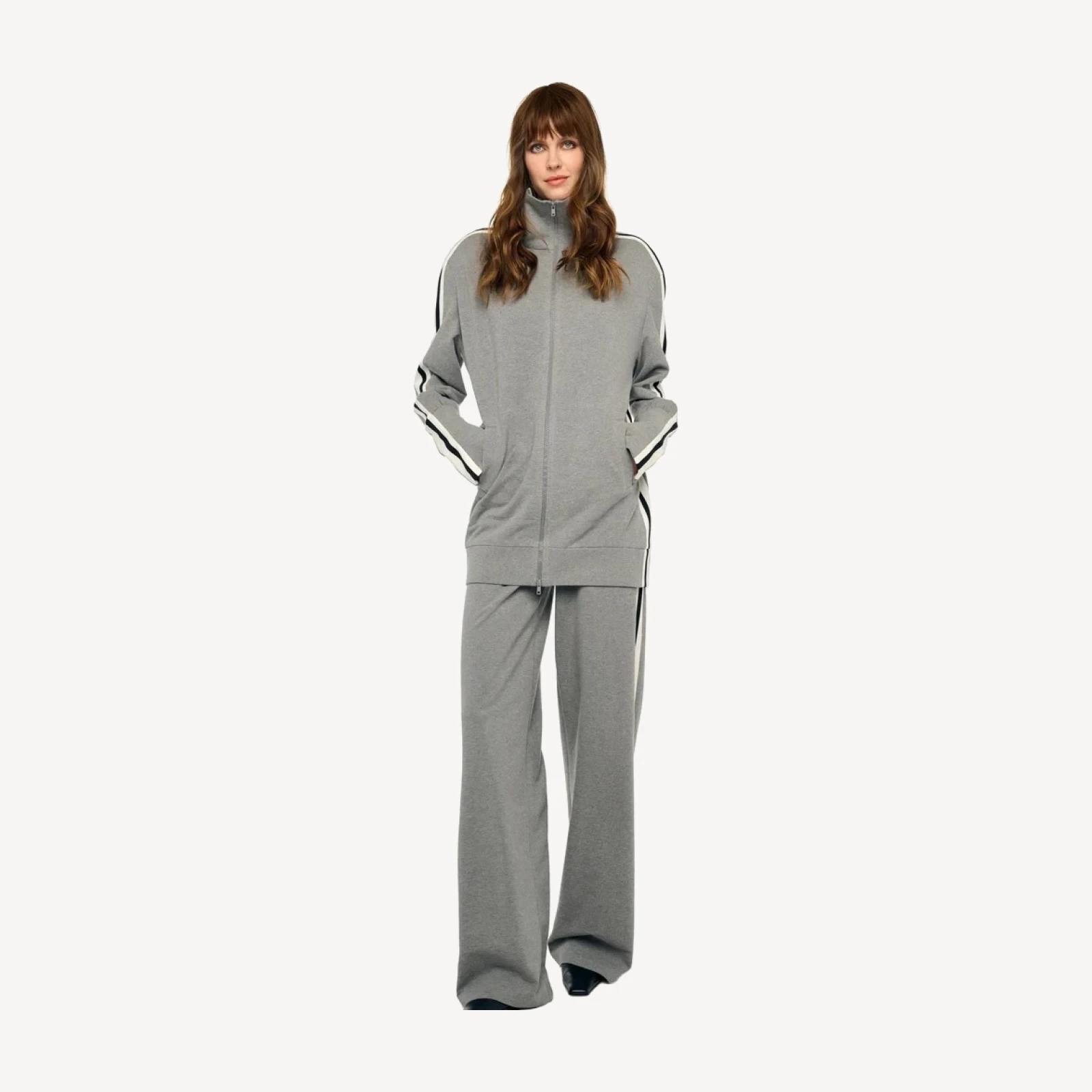 SIDE STRIPE FLAT FRONT WIDE PANT