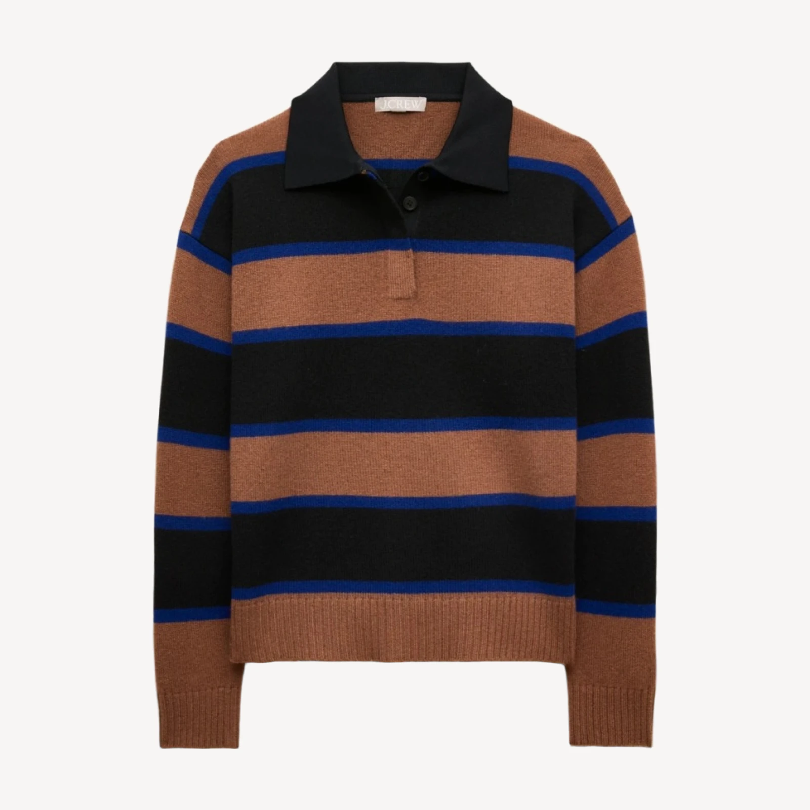 Relaxed sweater-polo in vintage wool stripe