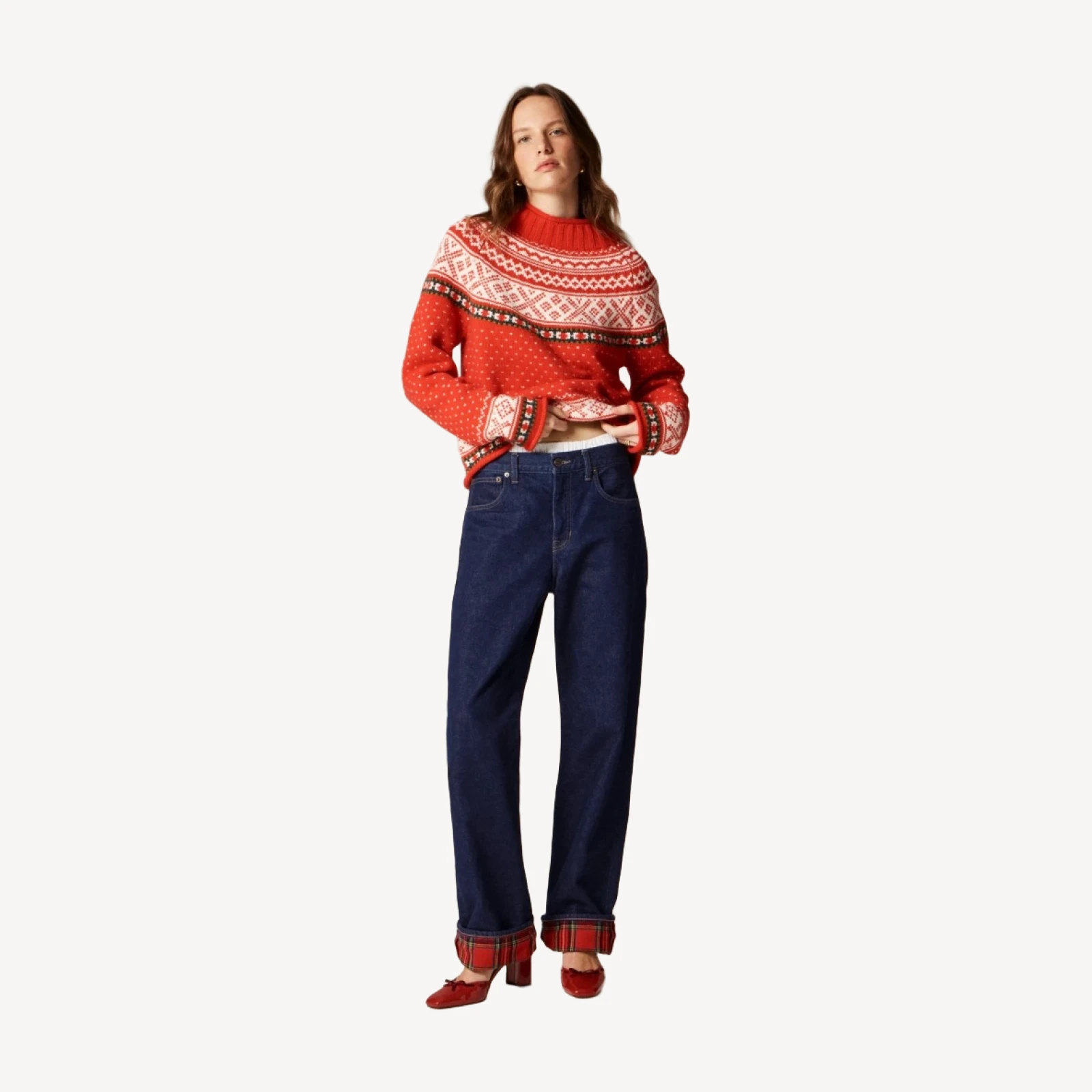 Flannel-lined relaxed straight jean in Rinse wash