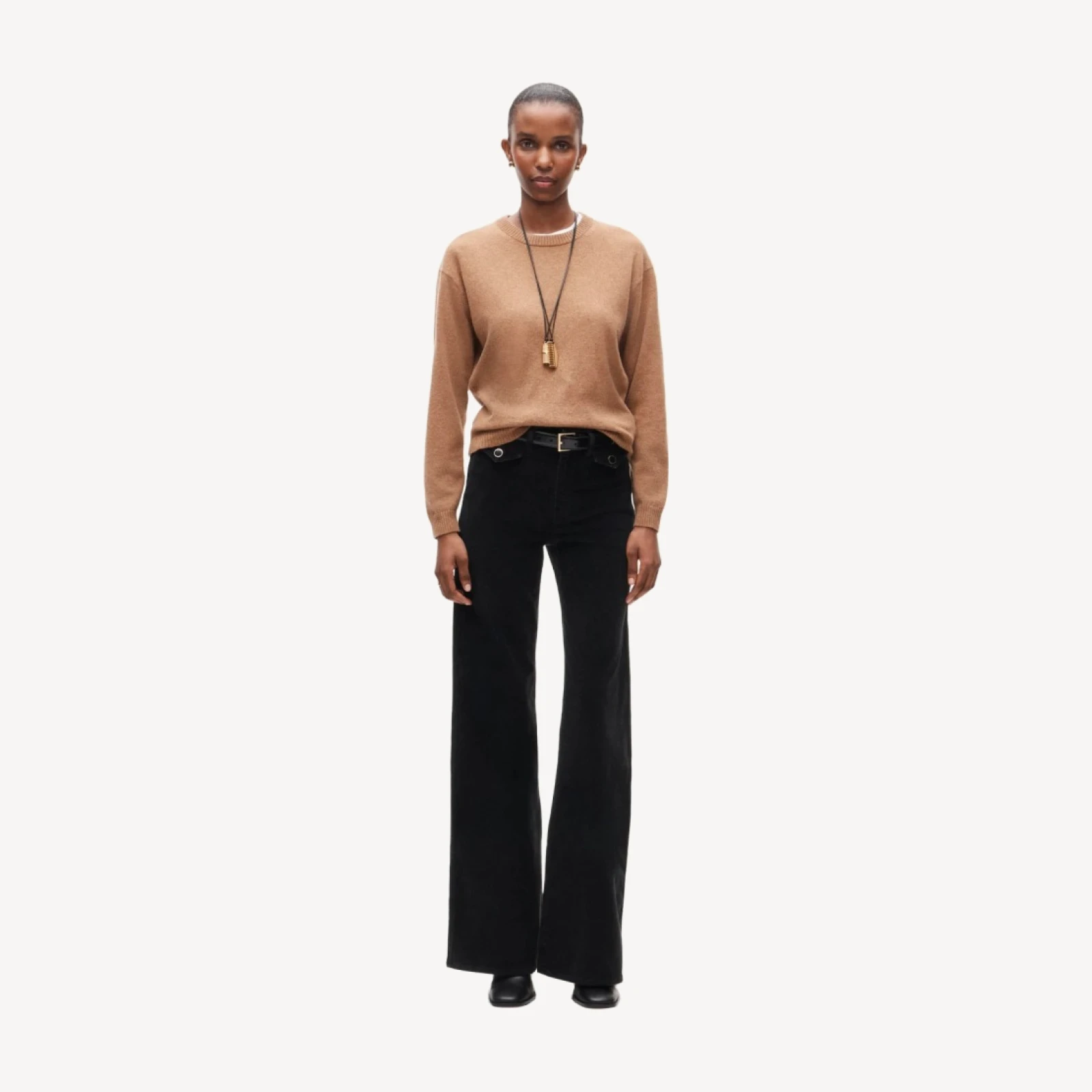 Wide-leg trouser in stretch corduroy
