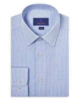 David Donahue Slim Fit Poplin Check Dress Shirt
