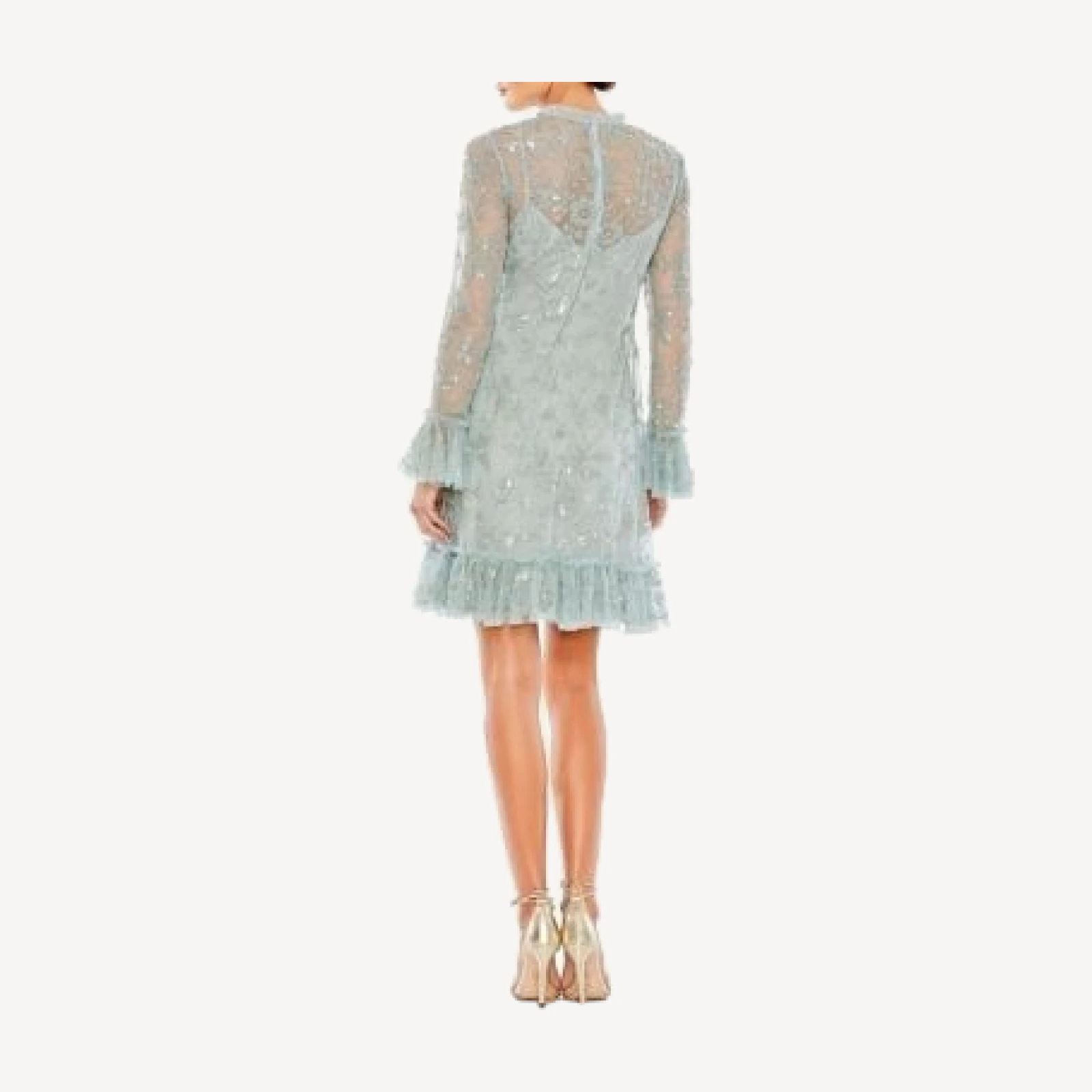 Mac Duggal Sequin Long Sleeve Mini Dress