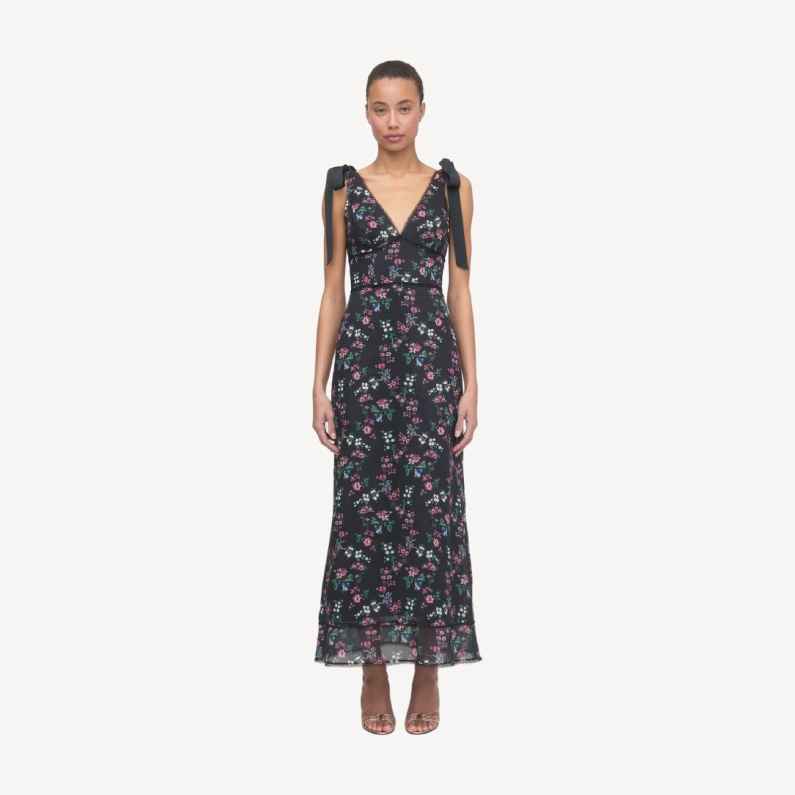 The Cassie Dress - Navy Scallop Bow Chintz
