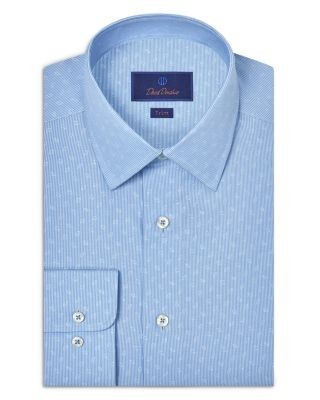David Donahue Trim Fit Diamond Dobby Dress Shirt