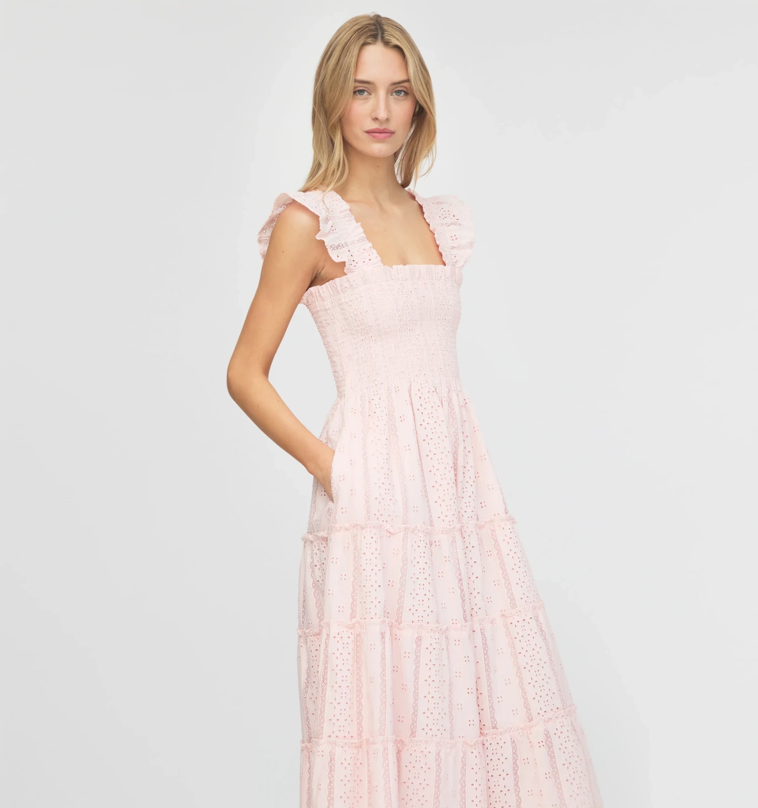 The Ellie Nap Dress - Pink Broderie Voile
