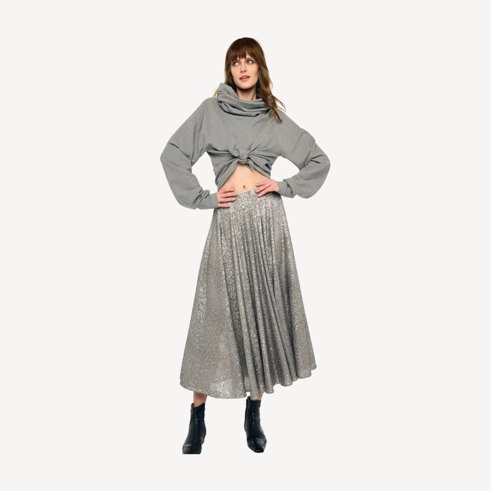 TIE FRONT TURTLE SWEATSHIRT