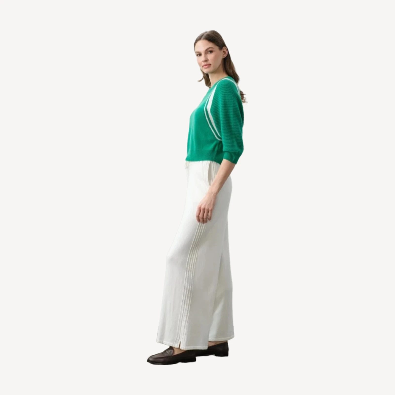 AMANDA CROPPED DOLMAN CREWNECK - TURF/ECRU